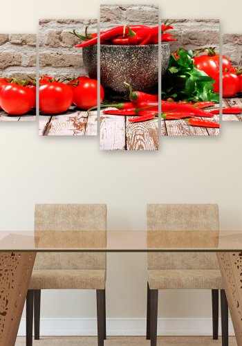 ARTGEIST billede trykt p lrred - Red Vegetables, 5-delt - Flere strrelser