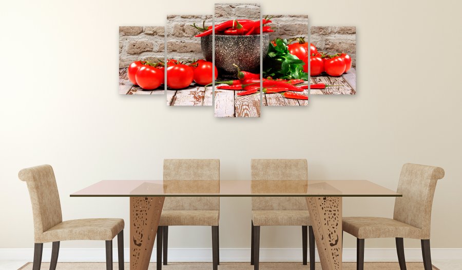 ARTGEIST billede trykt p lrred - Red Vegetables, 5-delt - Flere strrelser