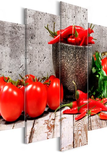 ARTGEIST billede trykt p lrred - Red Vegetables Concrete, 5-delt - Flere strrelser