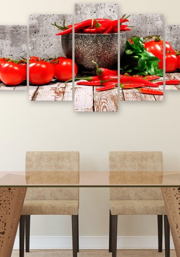 ARTGEIST billede trykt p lrred - Red Vegetables Concrete, 5-delt - Flere strrelser