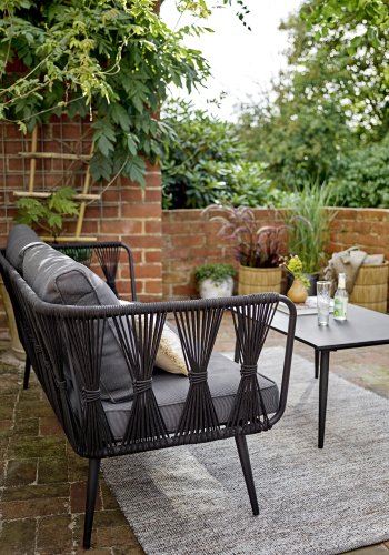 BLOOMINGVILLE Pavone udendrs sofabord, rektangulr - sort fibercement/metal (90x60)