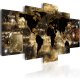 ARTGEIST verdenskort trykt p lrred - Continents of bronze, 5-delt - Flere strrelser