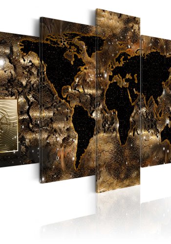 ARTGEIST verdenskort trykt p lrred - World of bronze, 5-delt - Flere strrelser