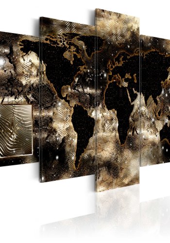 ARTGEIST verdenskort trykt p lrred - Continents and stars, 5-delt - Flere strrelser