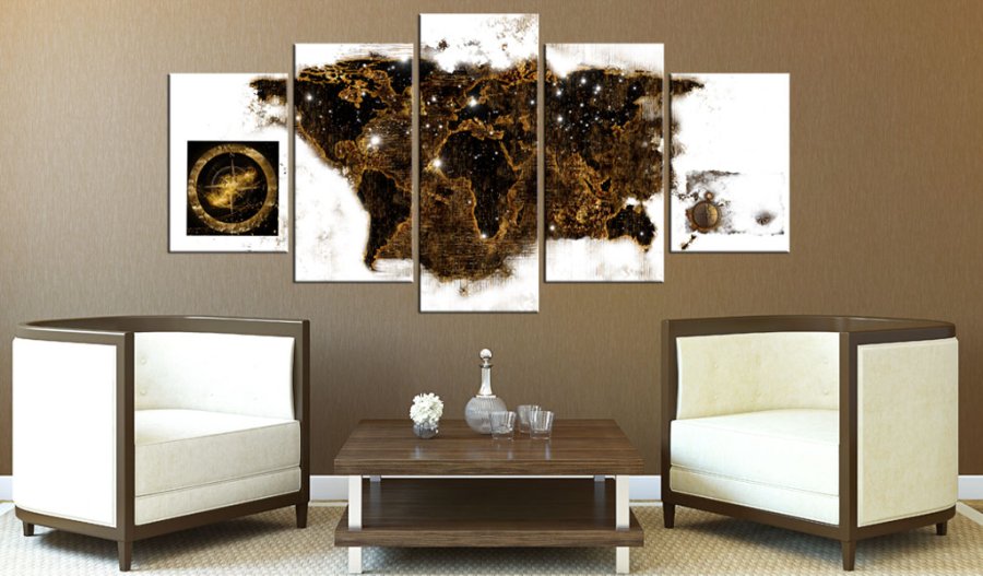 ARTGEIST verdenskort, 5-delt - Brown map - Flere strrelser