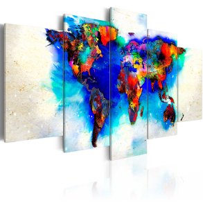 ARTGEIST verdenskort, 5-delt - All colors of the world - Flere strrelser