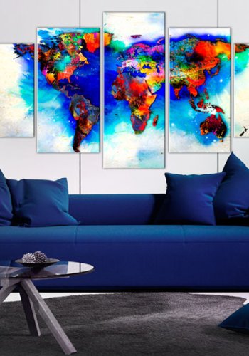 ARTGEIST verdenskort, 5-delt - All colors of the world - Flere strrelser