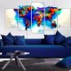 ARTGEIST verdenskort, 5-delt - All colors of the world - Flere strrelser