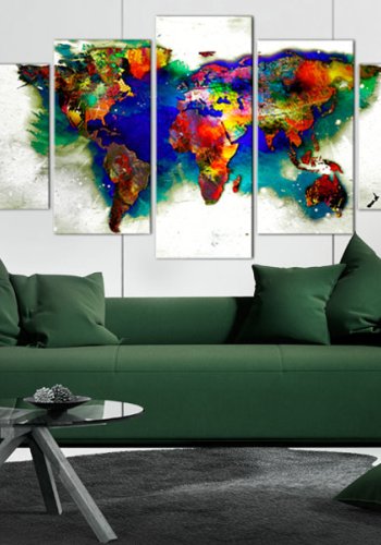 ARTGEIST verdenskort, 5-delt - Green planet - Flere strrelser