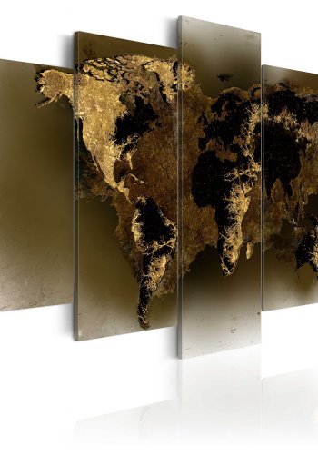 ARTGEIST verdenskort, 5-delt - Brass continents - Flere strrelser