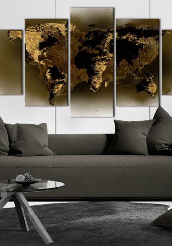 ARTGEIST verdenskort, 5-delt - Brass continents - Flere strrelser