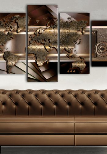 ARTGEIST verdenskort, 5-delt - Chestnut map - Flere strrelser