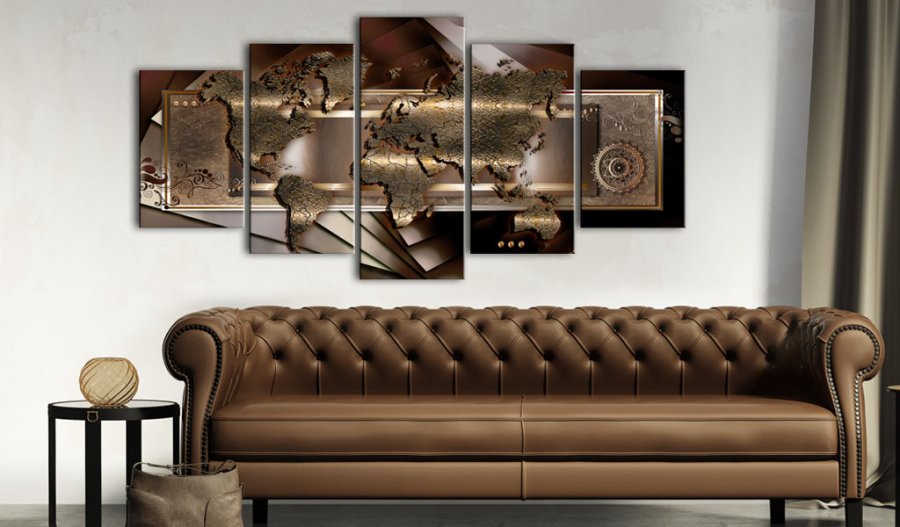 ARTGEIST verdenskort, 5-delt - Chestnut map - Flere strrelser