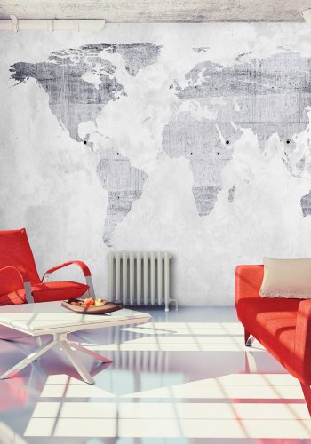 ARTGEIST Fototapet - Concrete Map, verdenskort lavet i beton (flere strrelser)
