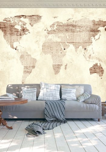 ARTGEIST Fototapet - Precious map, vintage verdenskort i lyse farver (flere strrelser)