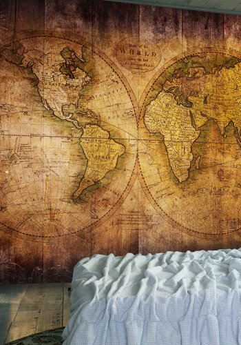 ARTGEIST Fototapet - World on old map, vintage verdenskort i brune farver (flere strrelser)