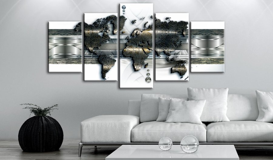 ARTGEIST verdenskort, 5-delt - Metal World Map - Flere strrelser