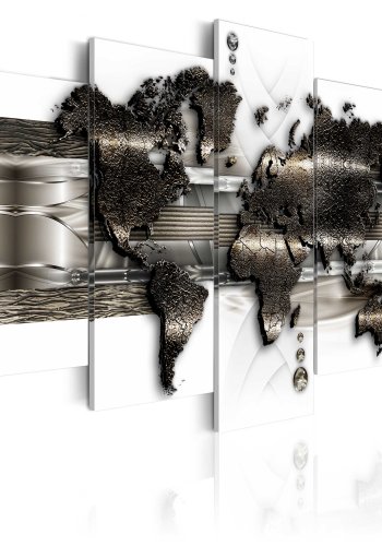 ARTGEIST verdenskort, 5-delt - Metal World Map II - Flere strrelser