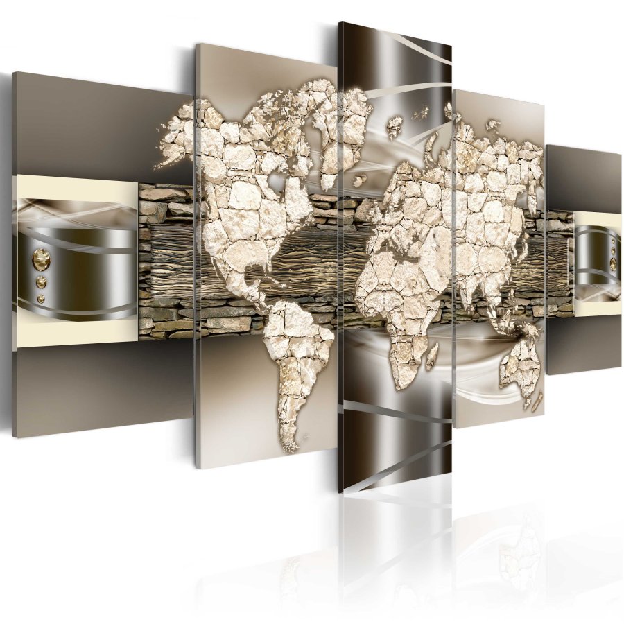 ARTGEIST verdenskort, 5-delt - Stone world - Flere strrelser