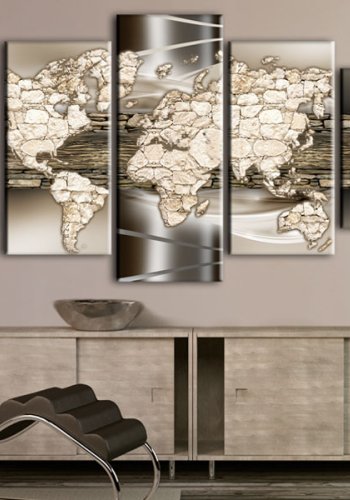 ARTGEIST verdenskort, 5-delt - Stone world - Flere strrelser