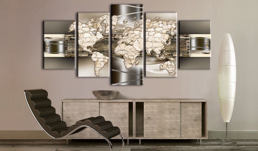 ARTGEIST verdenskort, 5-delt - Stone world - Flere strrelser