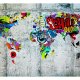 ARTGEIST Fototapet - Map - Graffiti, verdenskort lavet af grafitti (flere strrelser) 