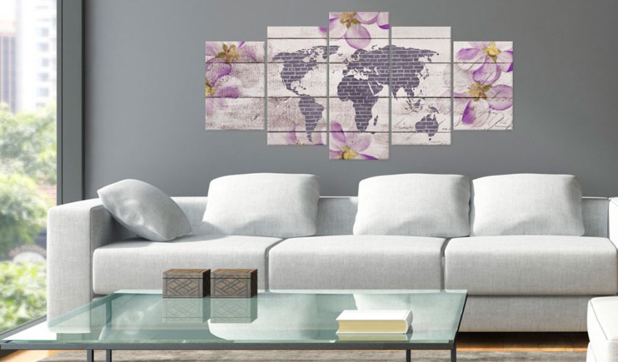 ARTGEIST verdenskort, 5-delt - Romantic World Map - Flere strrelser