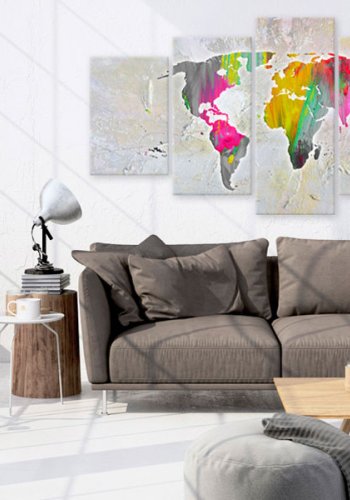 ARTGEIST verdenskort, 5-delt - Illustration of the World - Flere strrelser