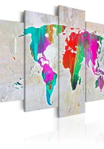 ARTGEIST verdenskort, 5-delt - Colourful Planet - Flere strrelser