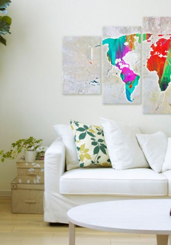 ARTGEIST verdenskort, 5-delt - Colourful Planet - Flere strrelser