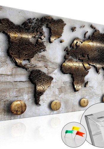 ARTGEIST Golden Journey - Verdenskort med gylden messing finish trykt p kork - Flere strrelser
