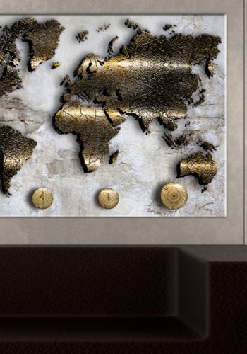 ARTGEIST Golden Journey - Verdenskort med gylden messing finish trykt p kork - Flere strrelser