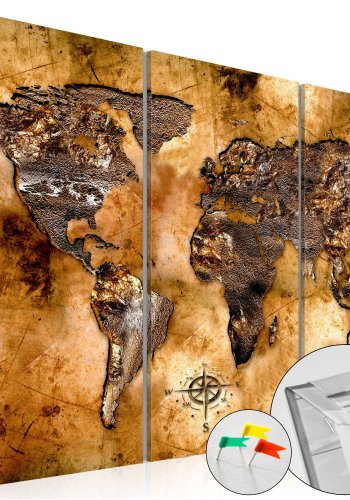 ARTGEIST Shade of Gold - Verdenskort i nuancer af guld trykt p kork, 3-delt - Flere strrelser