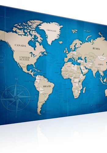 ARTGEIST Dark Blue Trail - Klassisk verdenskort trykt p lrred - Flere strrelser