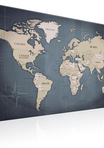 ARTGEIST World Map: Shades of Grey - Klassisk verdenskort trykt p lrred - Flere strrelser