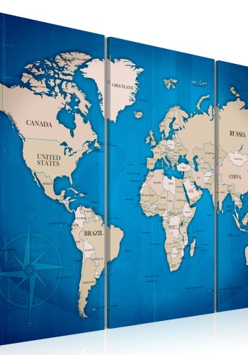 ARTGEIST Ink Journey - Triptych klassisk verdenskort trykt p lrred, 3-delt - Flere strrelser