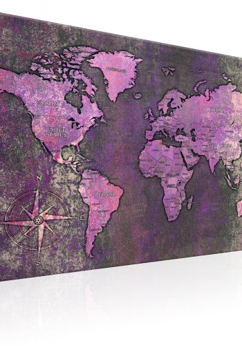 ARTGEIST Amethyst Map - Verdenskort i lilla oxideret look trykt p lrred - Flere strrelser