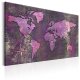ARTGEIST Amethyst Map - Verdenskort i lilla oxideret look trykt p lrred - Flere strrelser