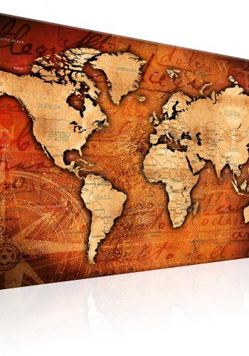 ARTGEIST Amber World - Gammelt verdenskort i rav og guld nuancer trykt p lrred - Flere strrelser