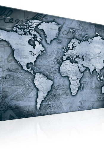 ARTGEIST Sapphire World - Gammelt verdenskort i bl nuancer trykt p lrred - Flere strrelser