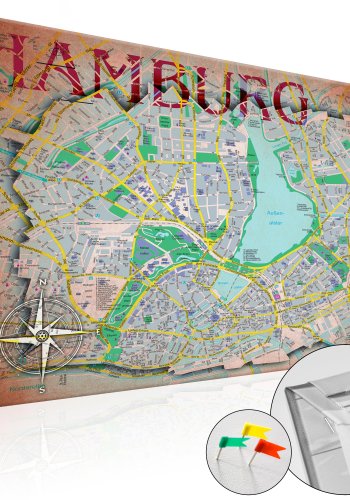 ARTGEIST Map of Hamburg - Kort over Hamborg trykt p kork - Flere strrelser