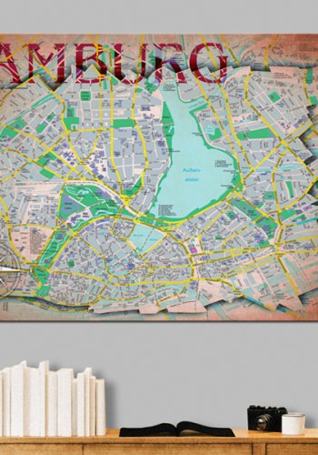 ARTGEIST Map of Hamburg - Kort over Hamborg trykt p kork - Flere strrelser