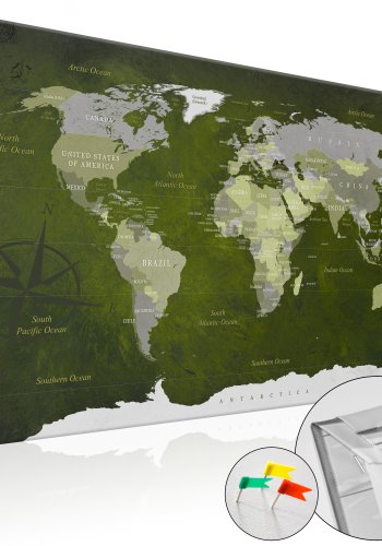 ARTGEIST Malachite World - Grnt verdenskort med kompas trykt p kork - Flere strrelser