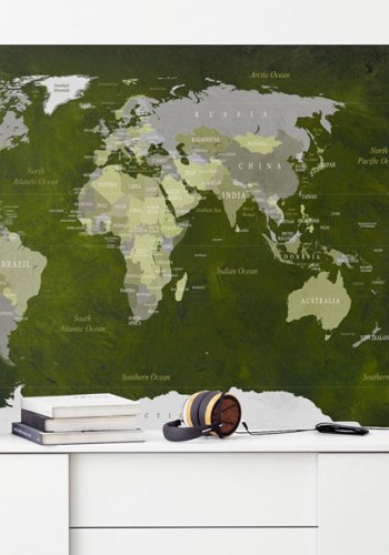 ARTGEIST Malachite World - Grnt verdenskort med kompas trykt p kork - Flere strrelser