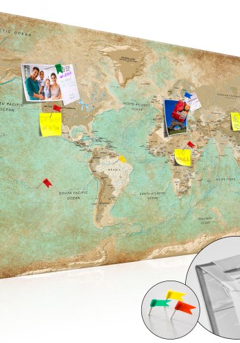 ARTGEIST Celadon Journey - Rustikt verdenskort trykt p kork - Flere strrelser