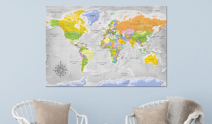 Artgeist verdenskort - Wind Rose, p kork, to strrelser