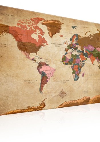 ARTGEIST Brown Elegance - Gammelt verdenskort trykt p lrred - Flere strrelser