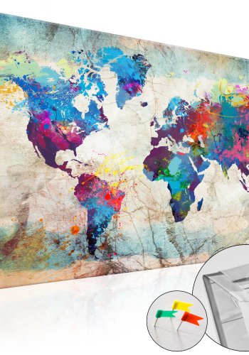 ARTGEIST Colourful Madness - Farverigt verdenskort p marmor trykt p kork - Flere strrelser