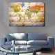 ARTGEIST Map on wood: Colourful Travels - Farverigt klassisk kort trykt p lrred - Flere strrelser