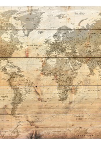 ARTGEIST Fototapet - Map on Boards, verdenskort p brdder (flere strrelser)